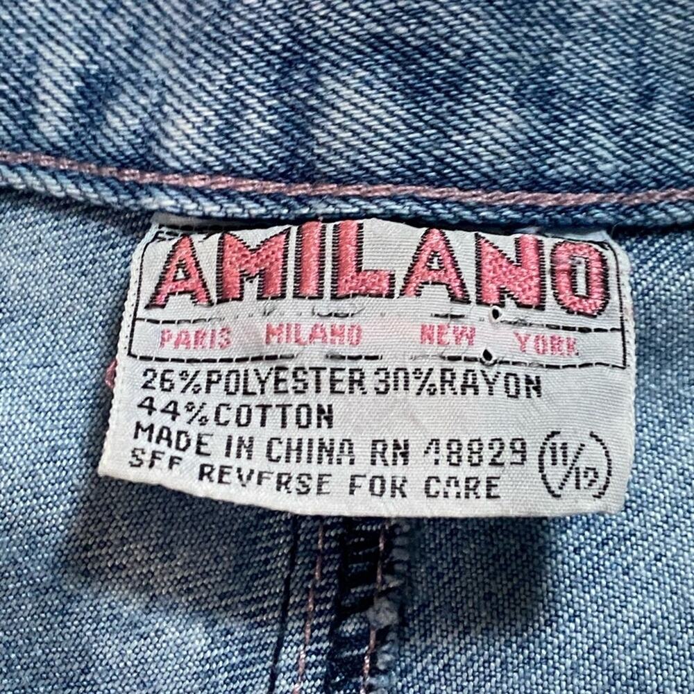 Vintage 80s Amilano Acid Wash High Waisted Denim 9” Shorts Eyelet Lace Sz 11/12 - Picture 7 of 11